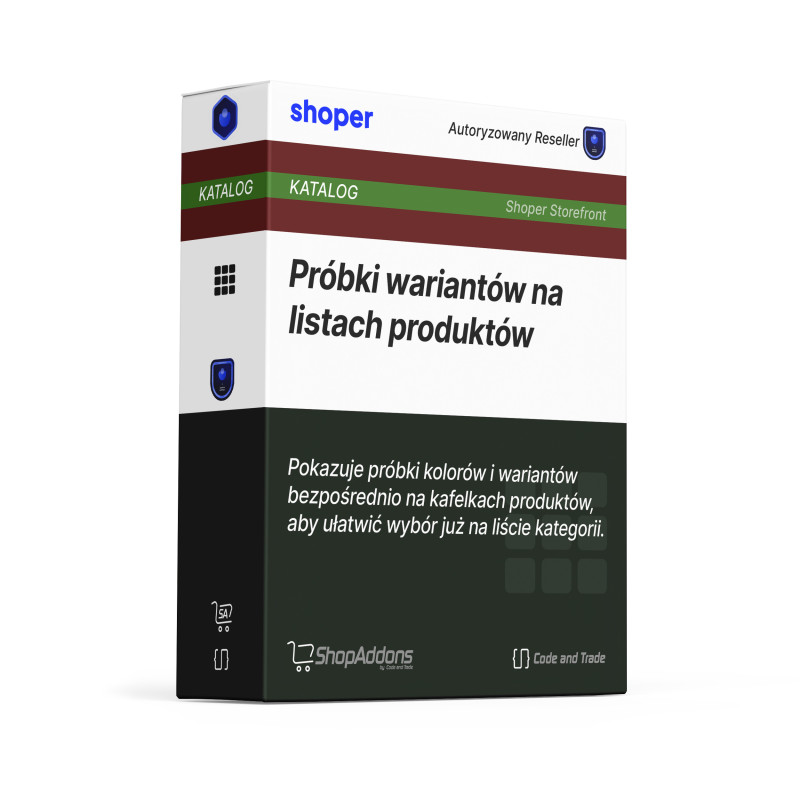 Próbki wariantów na listach produktów